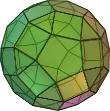 Rhombicosidodecahedron - polyhedron with triangles, squares, and pentagons