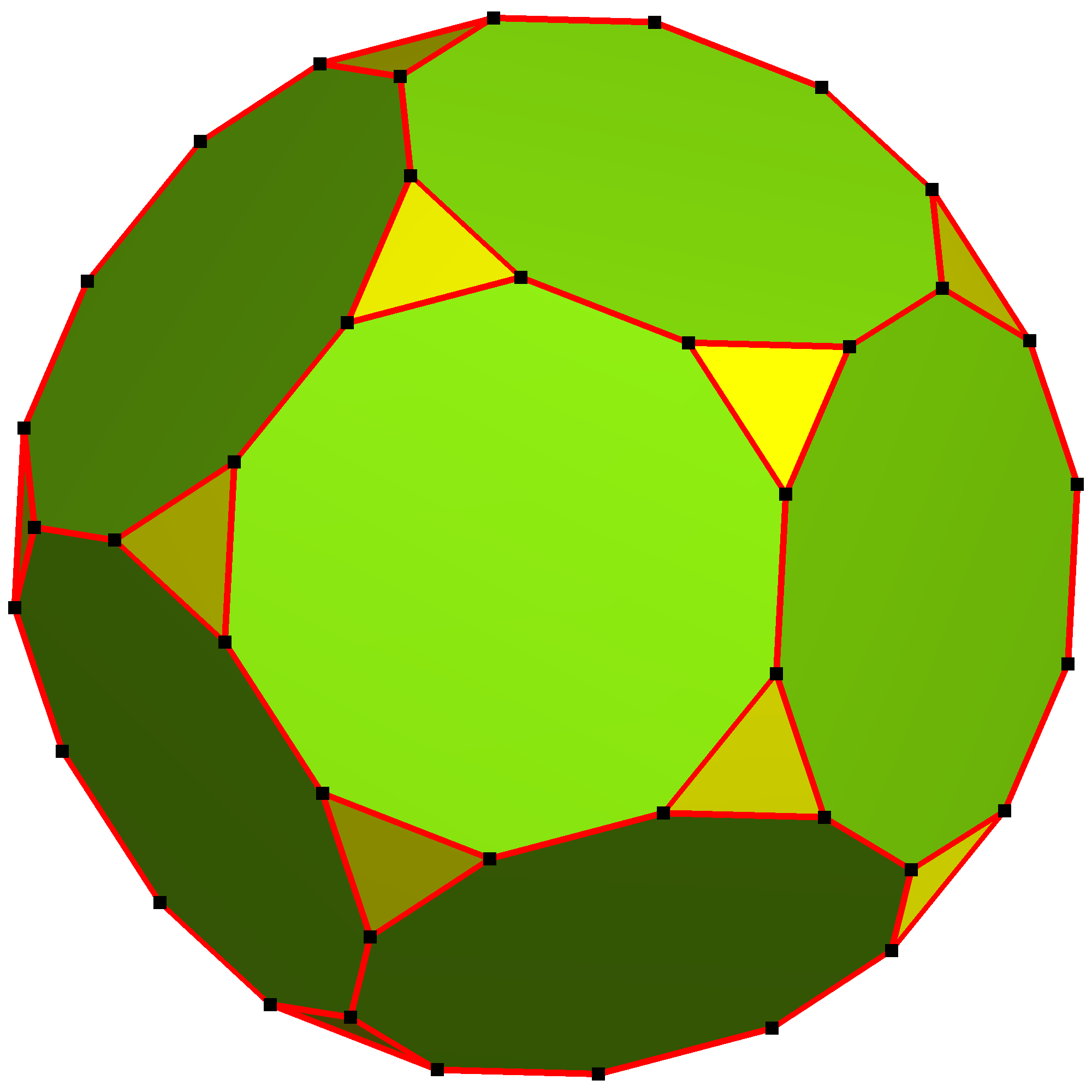 Truncated Dodecahedron - dodecahedron with corners cut off creating triangular and decagonal faces